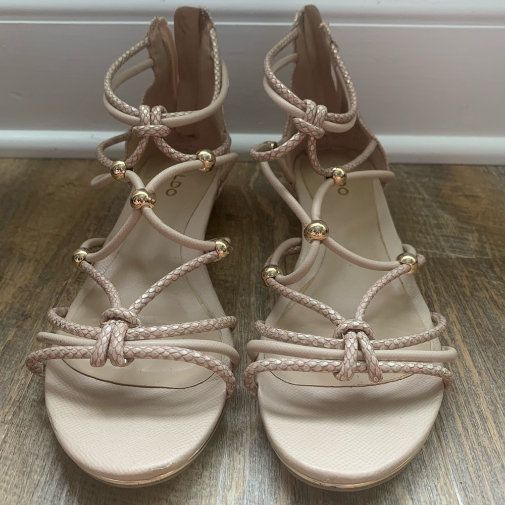 Aldo Rose Flat Sandal with Gold Detailing